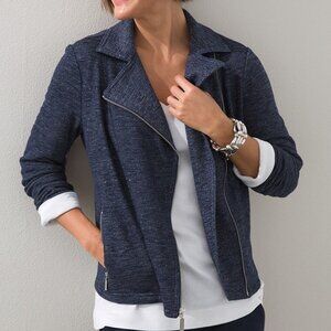 Chico's Terry Knit Moto Jacket, Size 1 (M), Like New